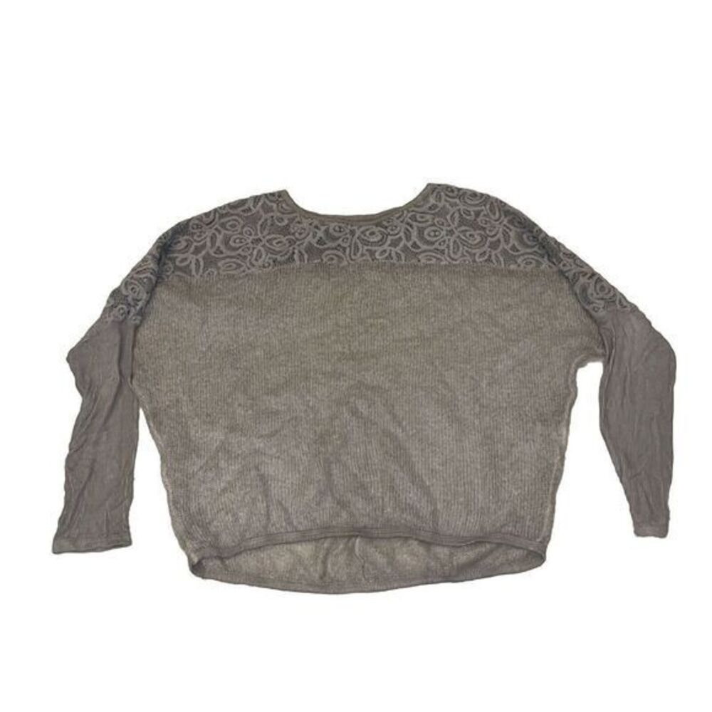 Made‎ in Italy Beige Boho Coastal Lace Applique Knit Sweater L Wool Blend